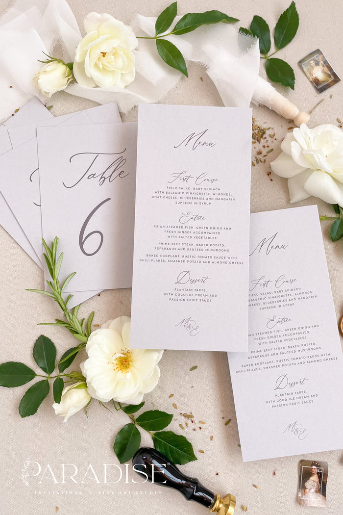 Paris Haze Wedding Menus