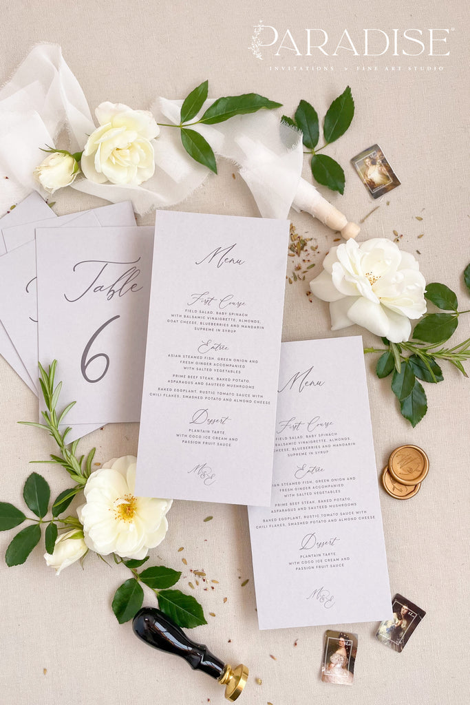 Paris Haze Wedding Menus