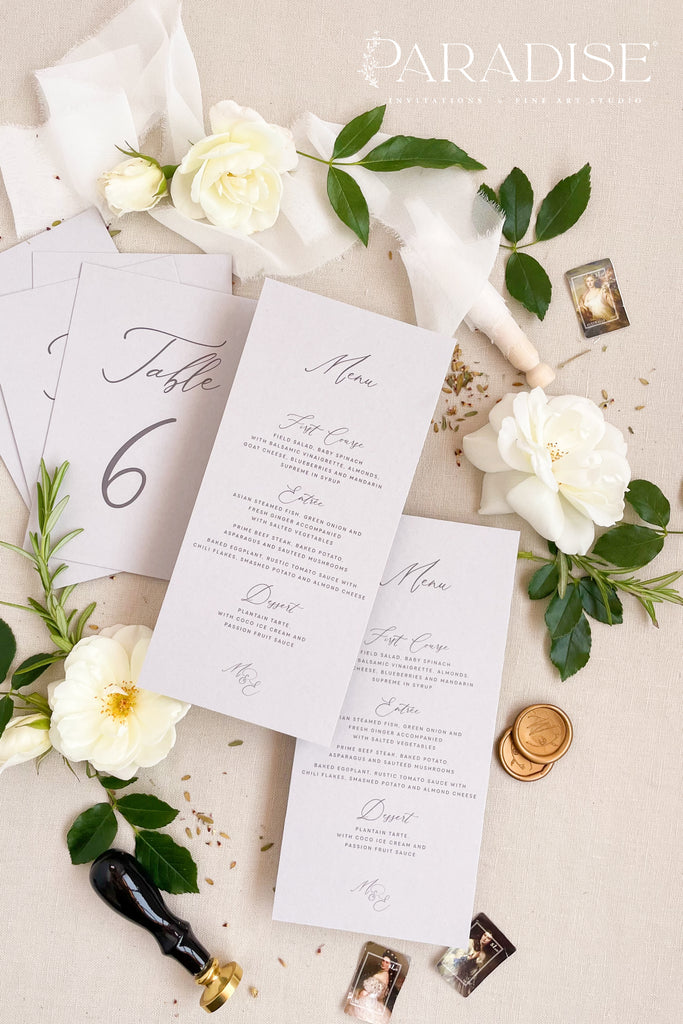 Paris Haze Wedding Menus