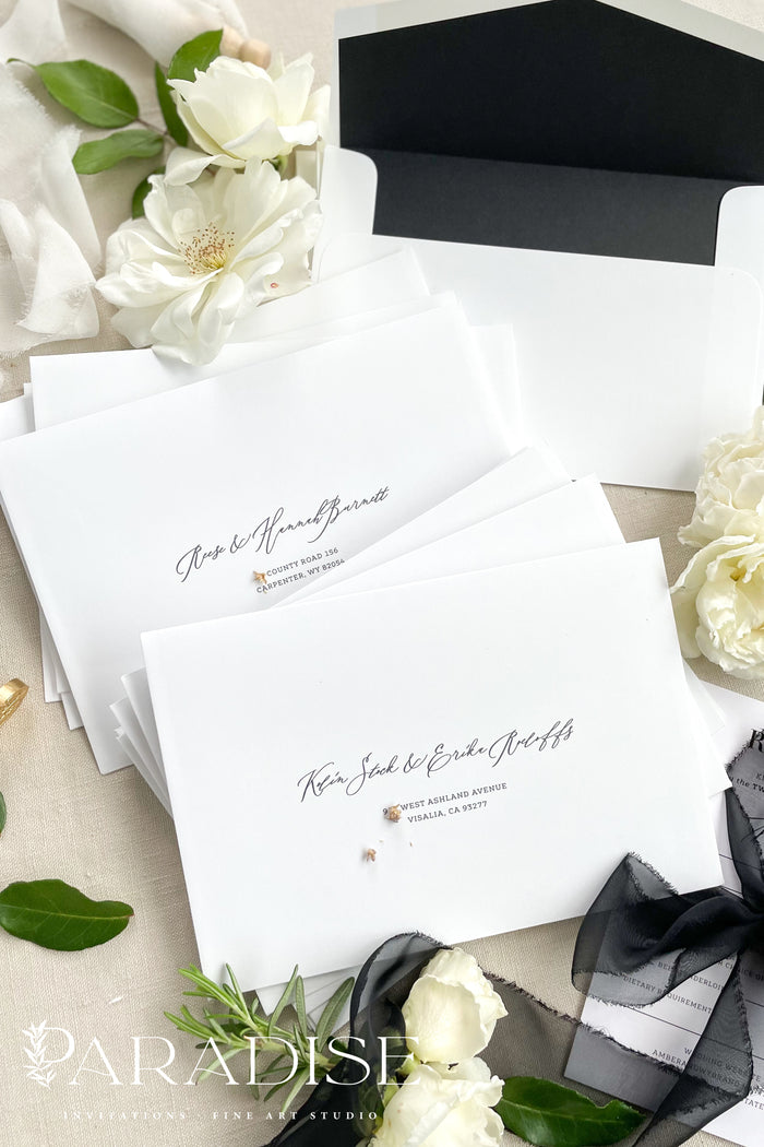 White Envelopes and Black Ink Printing