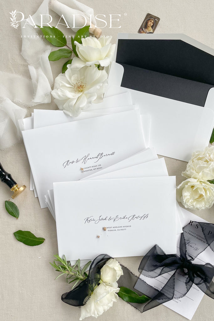 White Envelopes and Black Ink Printing