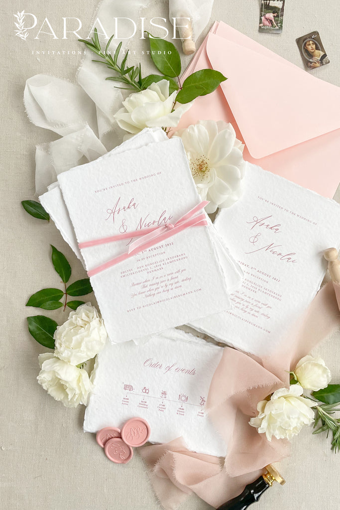 Emeline Handmade Paper Wedding Invitation Sets