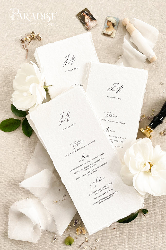 Soulle Handmade Paper Wedding Menus