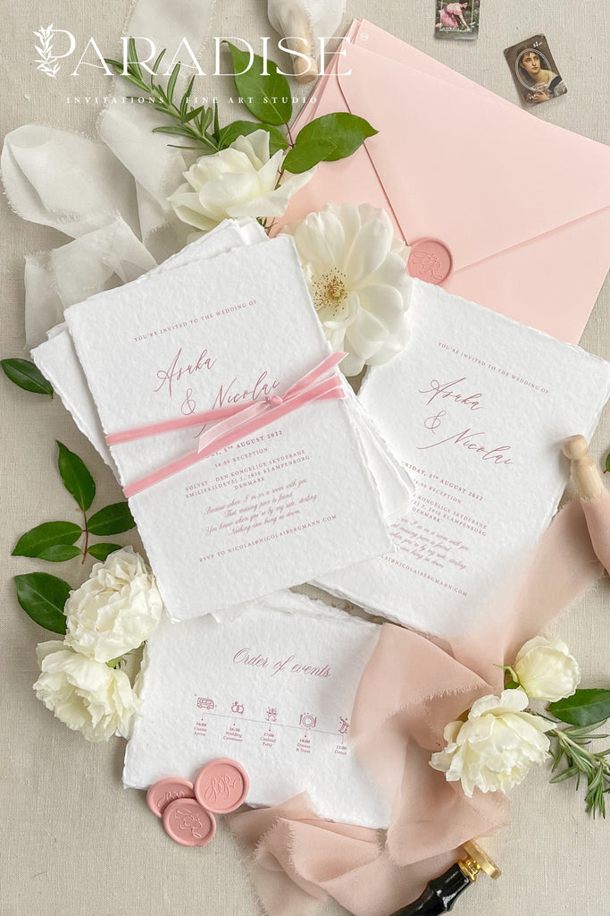 Emeline Handmade Paper Wedding Invitation Sets