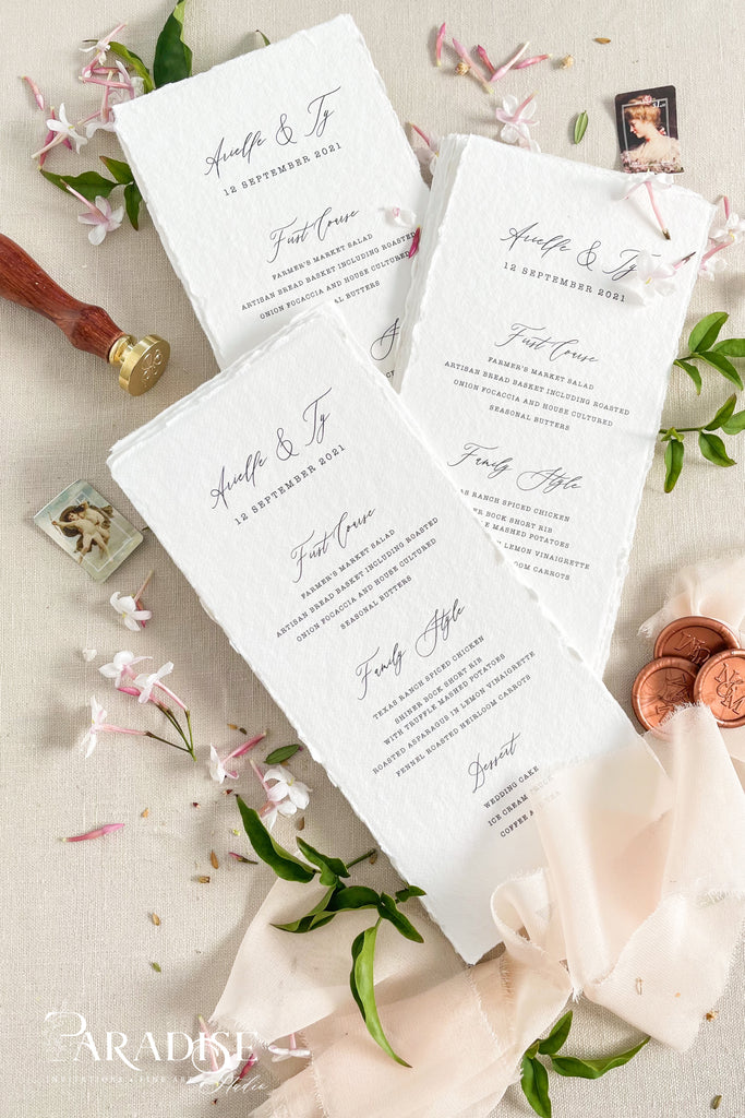 Ina Handmade Paper Wedding Menus