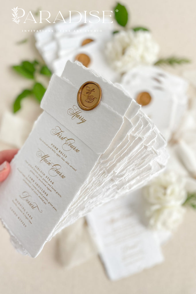 Coco Handmade Paper Wedding Menus