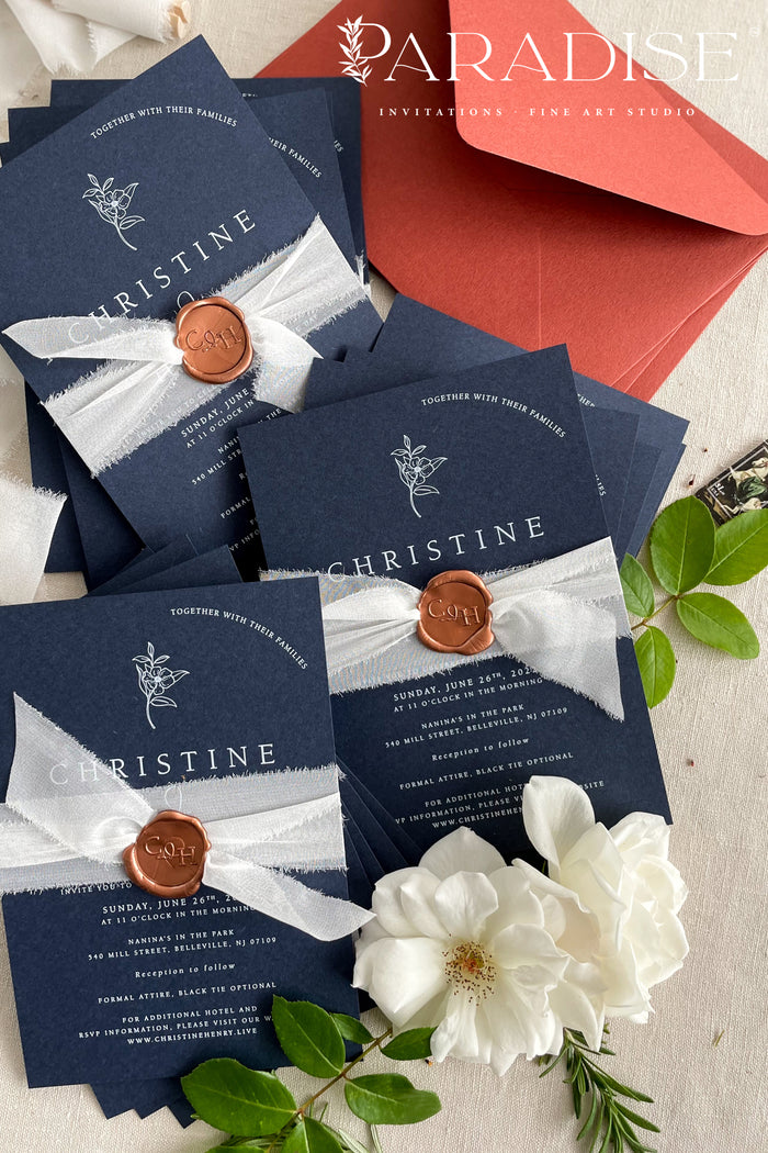 Ruby Navy Wedding Invitations