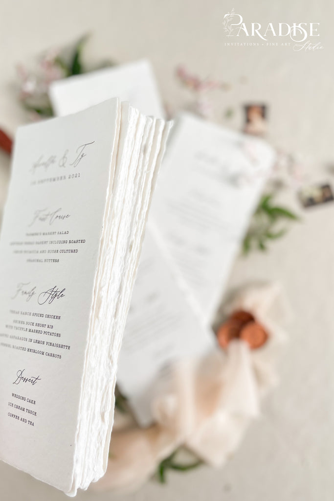 Ina Handmade Paper Wedding Menus