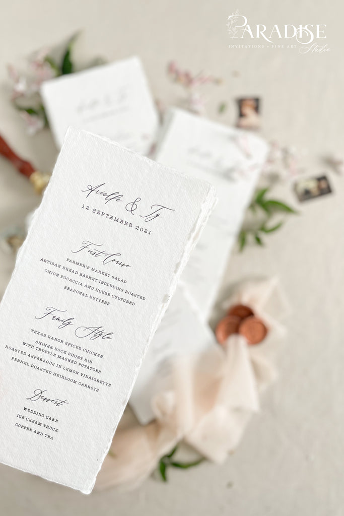 Ina Handmade Paper Wedding Menus