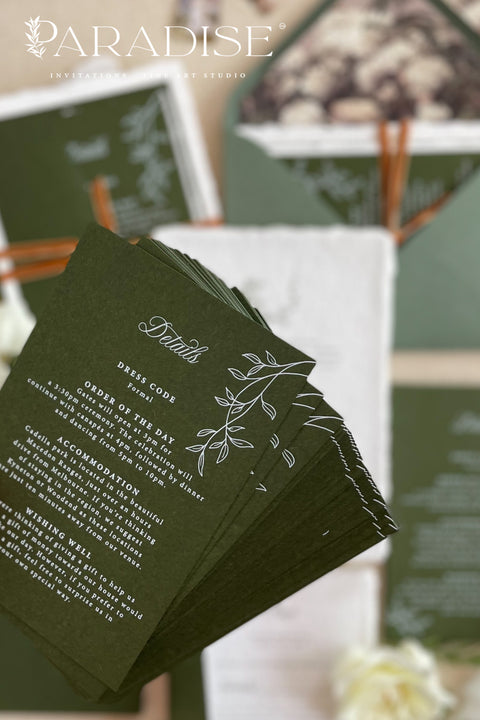 Set a modern and sleek tone for your special day with these unique wedding invitations. Perfect for a garden wedding or a sophisticated outdoor celebration, these invites combine contemporary design with the organic beauty of premium paper. Featuring a stylish wedding timeline that gives your guests a clear overview of the day's events, this suite is as functional as it is beautiful. 