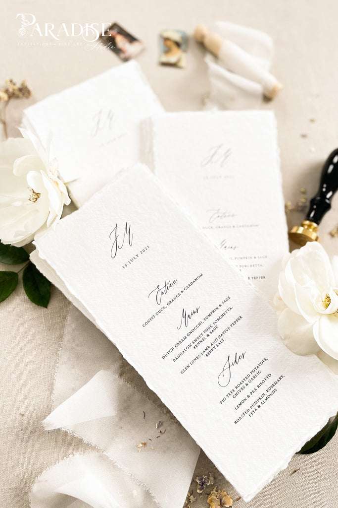 Soulle Handmade Paper Wedding Menus