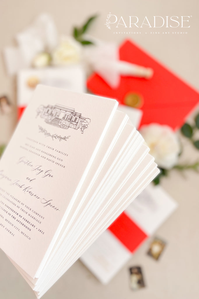 Everlee Hand Drawn Wedding Venue Wedding Invitation Sets