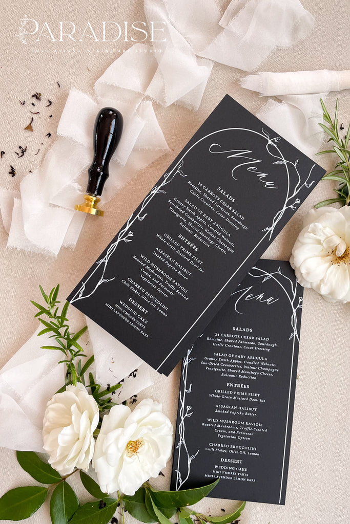 Scarlet Floral Wedding Menus