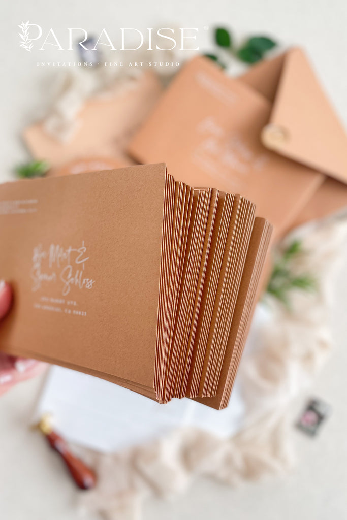 Terracotta Envelopes and White ink Printing