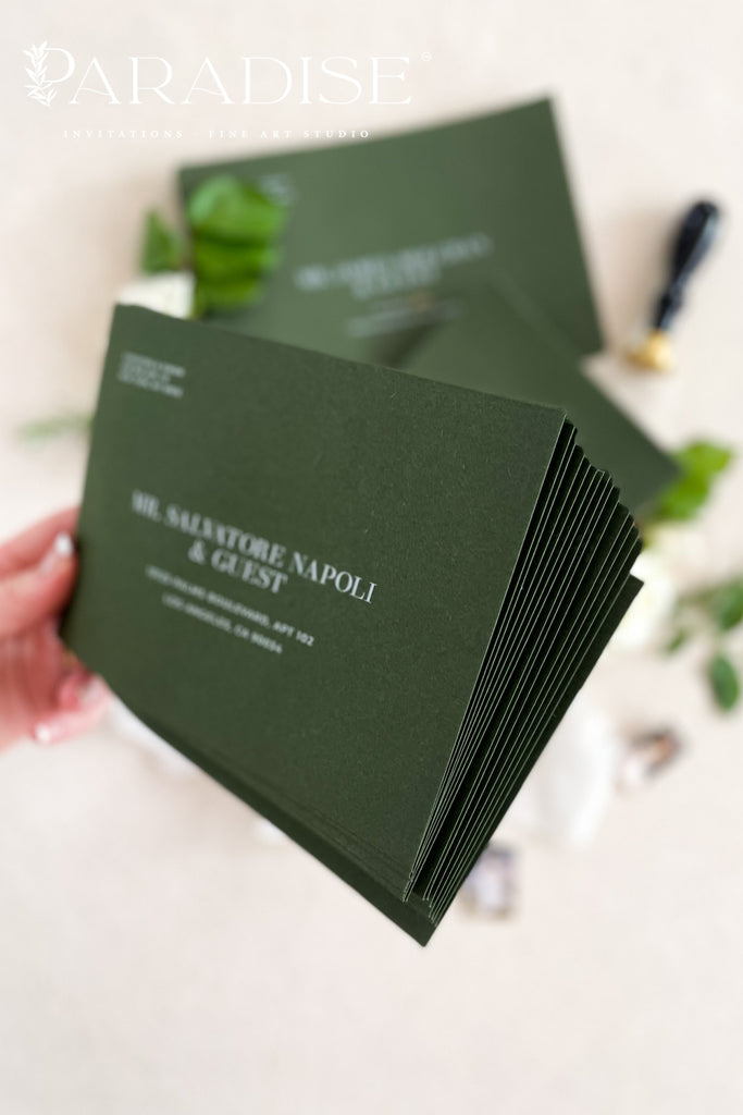 Forest Green Envelopes and White Ink Printing