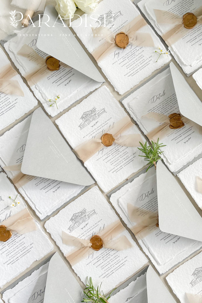 Clara Handmade Paper Wedding Invitation Sets