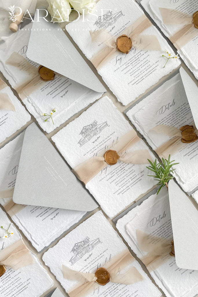 Clara Handmade Paper Wedding Invitation Sets