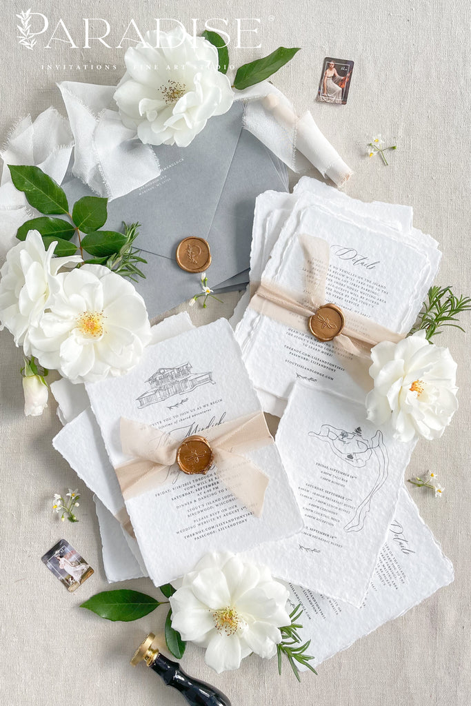 Clara Handmade Paper Wedding Invitation Sets