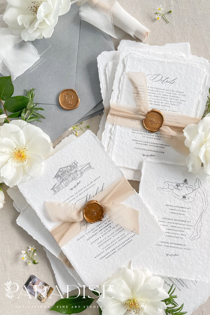 Clara Handmade Paper Wedding Invitation Sets