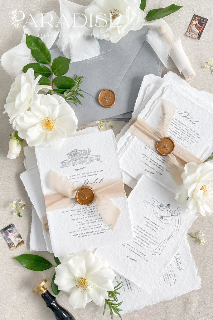 Clara Handmade Paper Wedding Invitation Sets