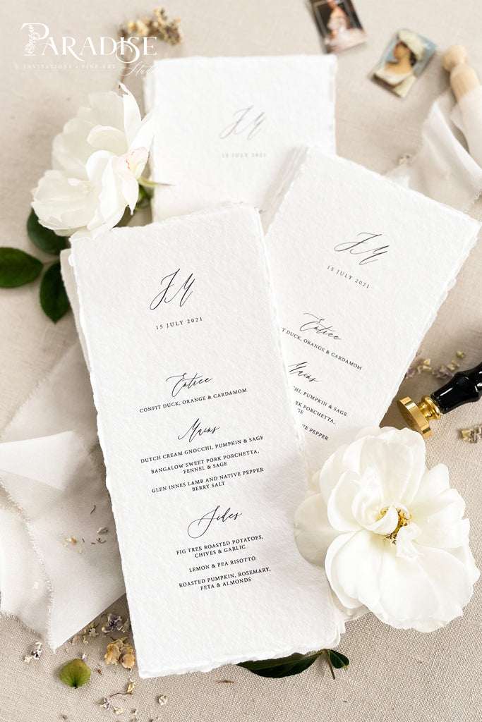 Soulle Handmade Paper Wedding Menus