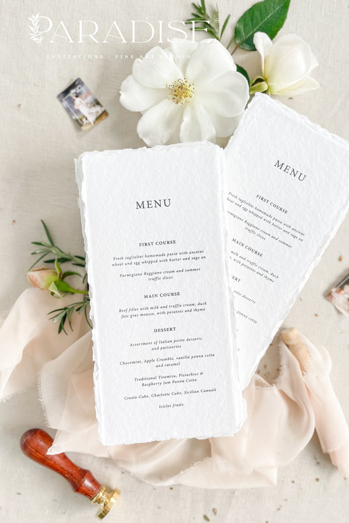 Severine Handmade Paper Wedding Menus