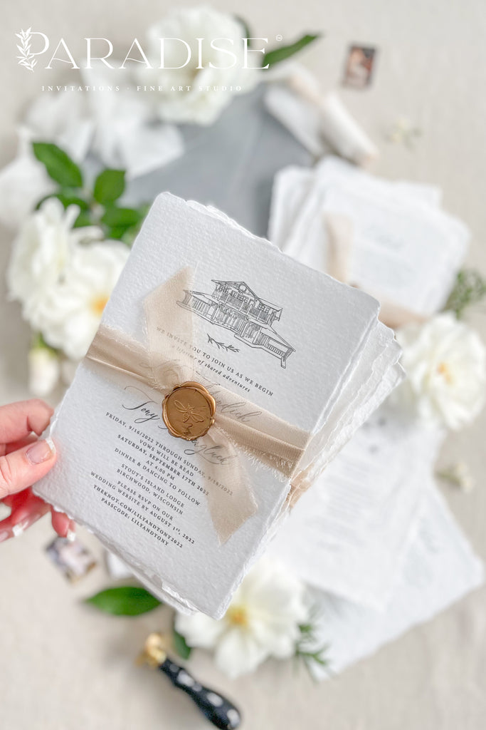 Clara Handmade Paper Wedding Invitation Sets