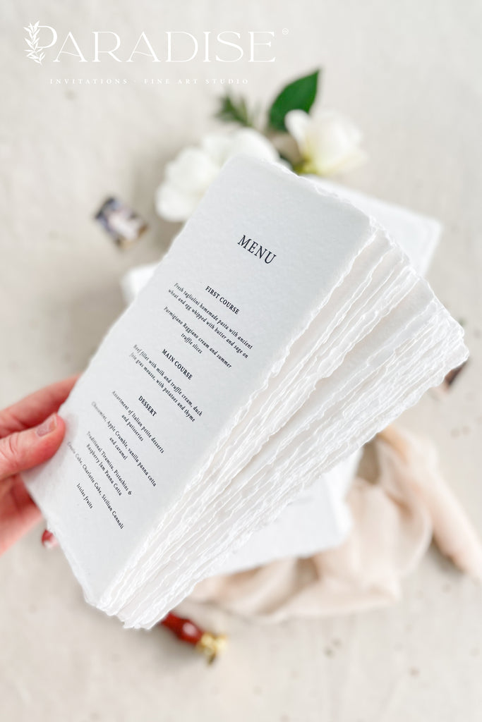 Severine Handmade Paper Wedding Menus