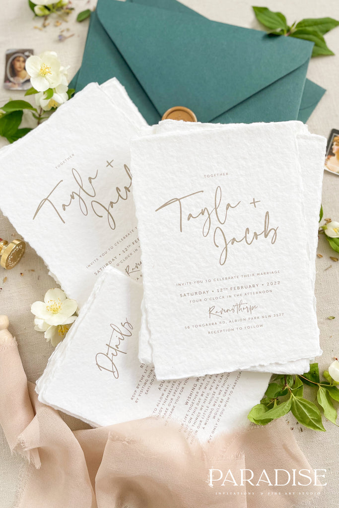 Eden Handmade Paper Wedding Invitation Sets