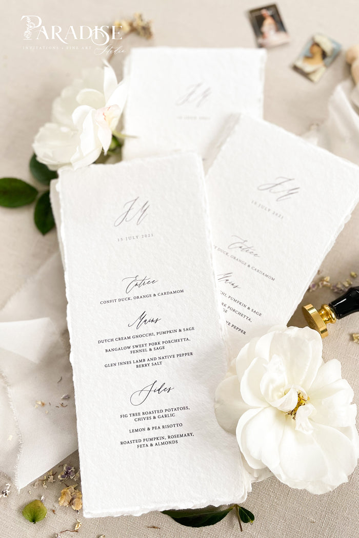 Soulle Handmade Paper Wedding Menus