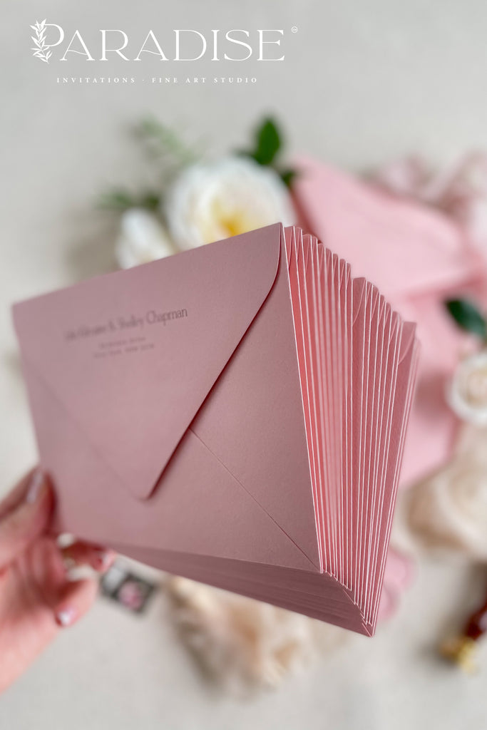 Dusty Pink Envelopes and Custom Address Printing