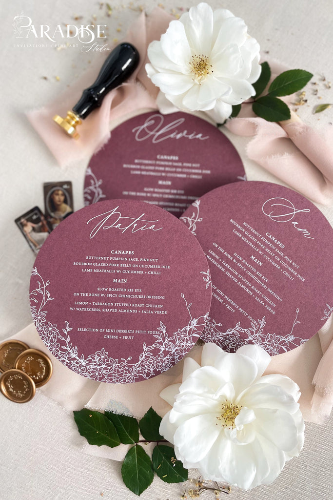 Bonfilia Circle Wedding Menus