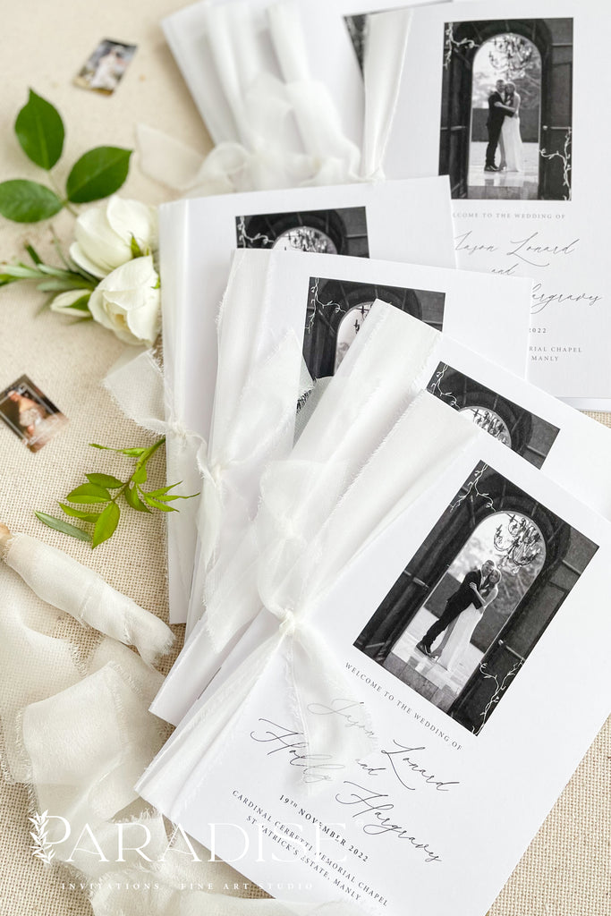 Jordane Black and White Wedding Programs