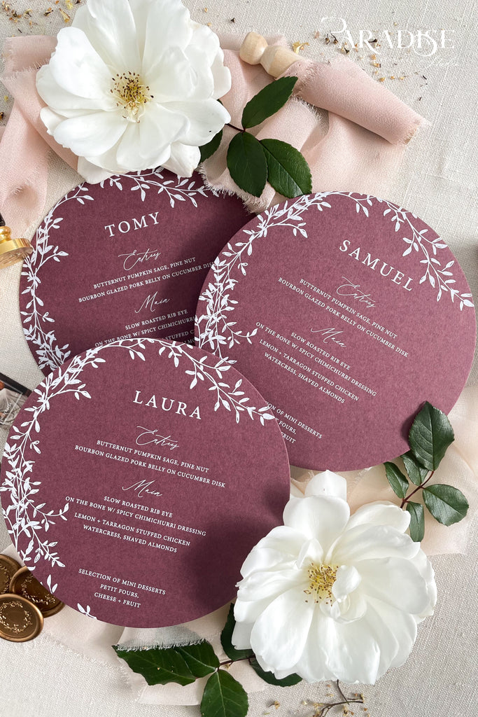 Fabricia Circle Wedding Menus