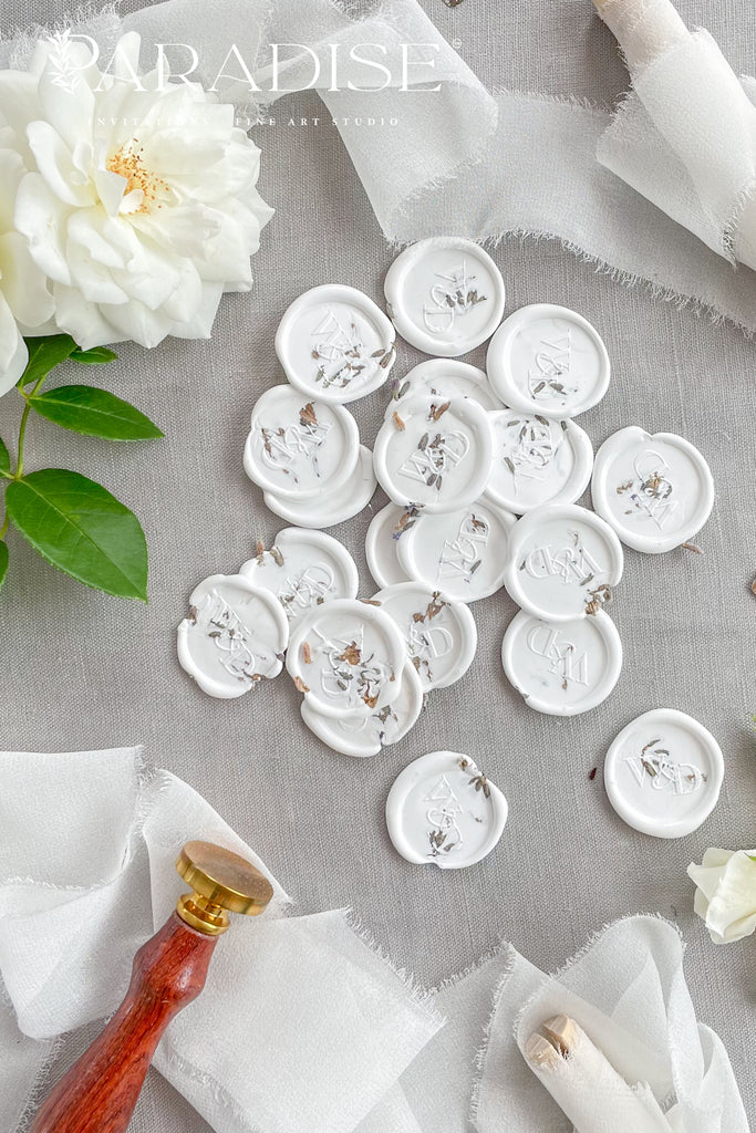 White Wax Seals with Lavender Seeds