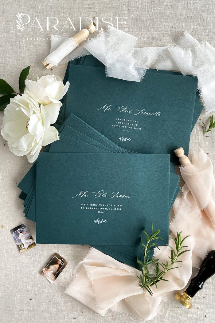 Emerald Envelopes and White Ink Printing