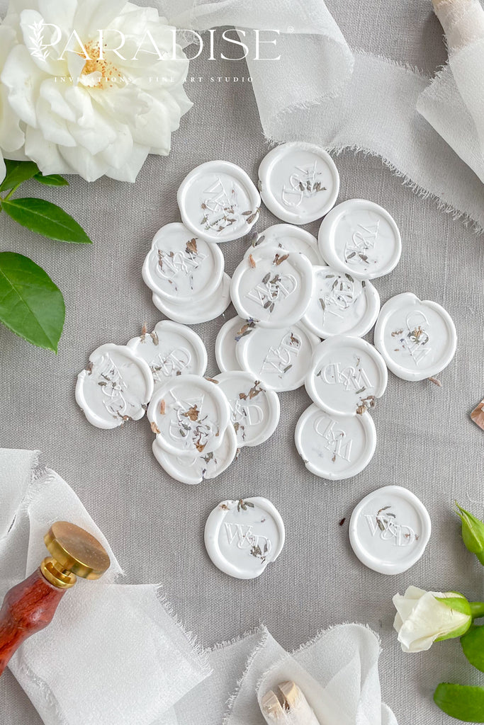 White Wax Seals with Lavender Seeds