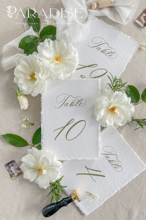 These minimalist handmade paper table numbers are crafted from premium deckle-edge cotton paper and designed with elegant script for a timeless, fine-art look. The soft texture and organic edges bring natural sophistication to your wedding tables, while the clean numbering ensures modern simplicity. Perfect for romantic, classic, and elevated celebrations, these table numbers create a beautifully cohesive and luxurious décor experience.