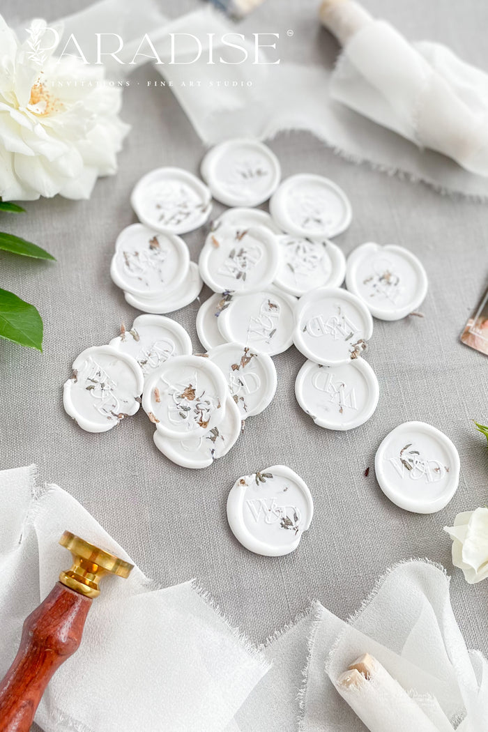 White Wax Seals with Lavender Seeds