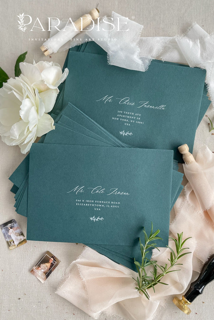 Emerald Envelopes and White Ink Printing