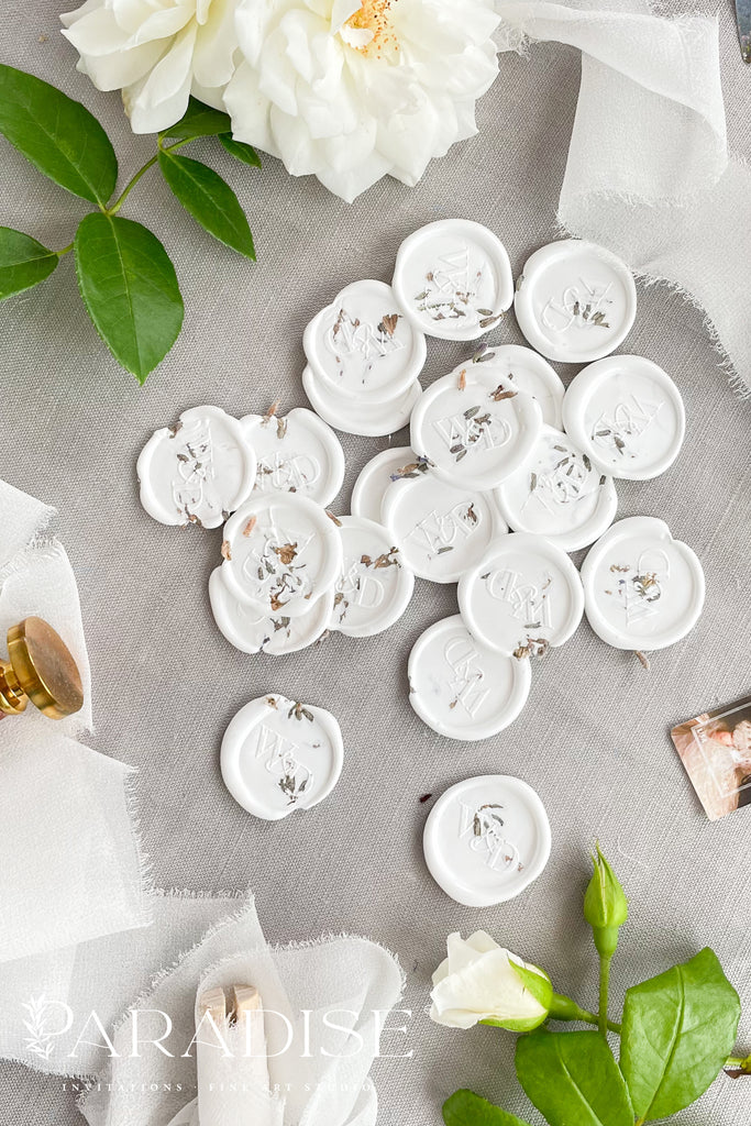 White Wax Seals with Lavender Seeds