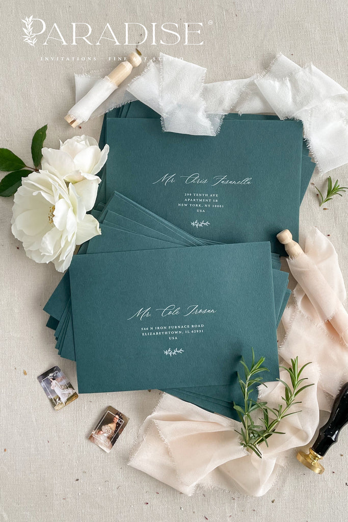 Emerald Envelopes and White Ink Printing