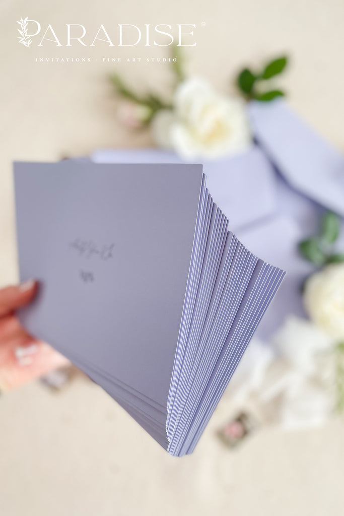 Lilac Envelopes and Black Ink Printing