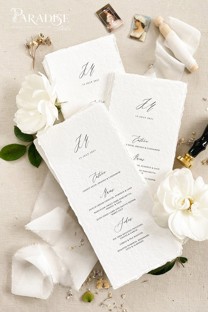 Soulle Handmade Paper Wedding Menus