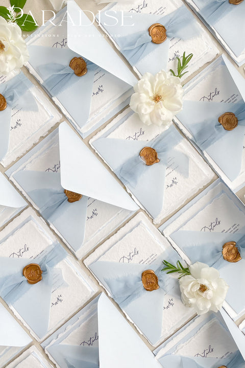 Announce your seaside celebration with these beautifully crafted handmade cotton paper wedding invitations. Perfect for a beach wedding, this suite combines a relaxed, coastal feel with the refined elegance of artisan paper. Each invitation is a true work of fine art, featuring a beautiful deckle edge and a timeless, romantic aesthetic that beautifully sets the tone for your special day.