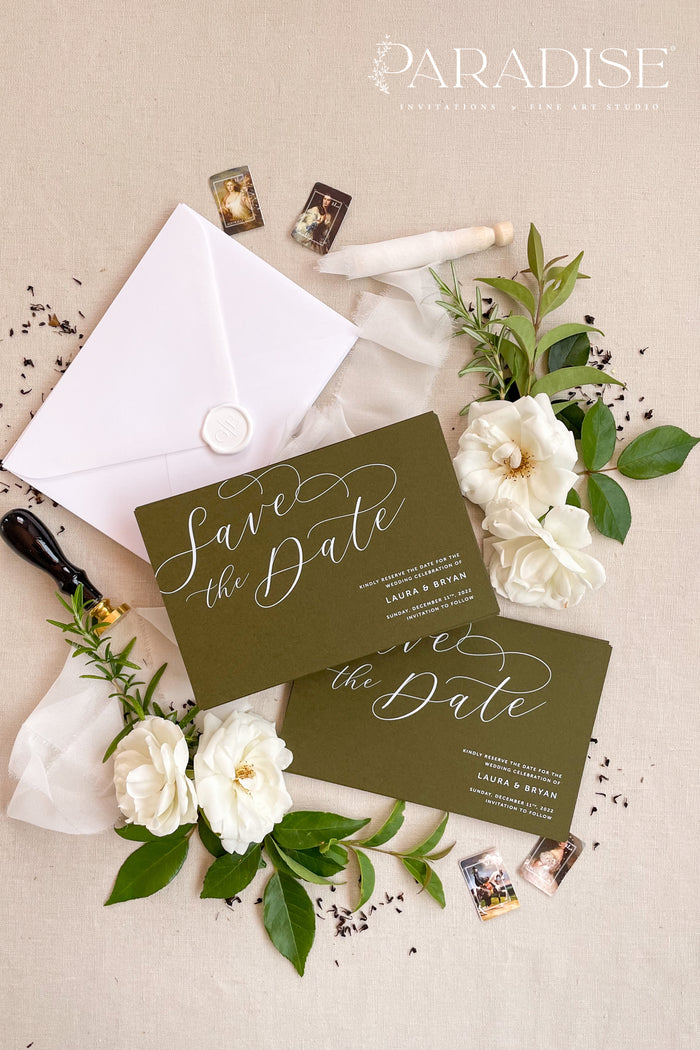 Leona White Ink Save the Date Cards