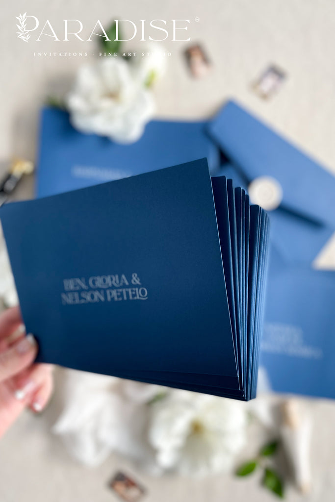 Navy Envelopes and White Ink Printing