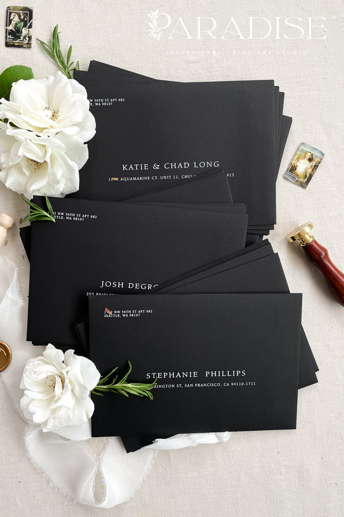 Black Envelopes and White Ink Printing