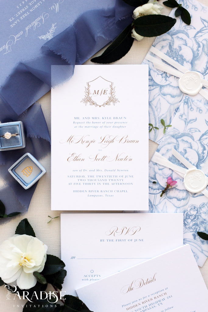 Angeline Dusky Blue Wedding Invitations