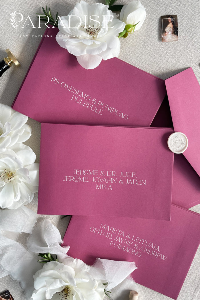 Plum Envelopes and White Ink Printing